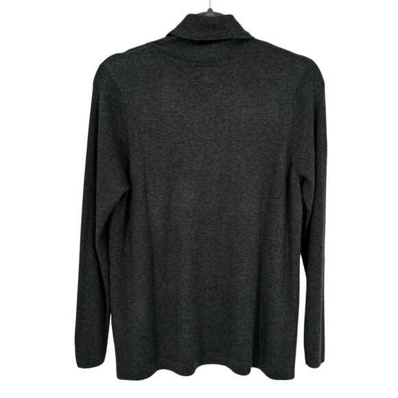 J. Jill Silk Cotton Turtleneck Sweater Gray Long Sleeve Lightweight Knit Top MP - Picture 5 of 7